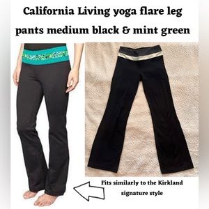 California Living yoga flare leg pants size medium black & mint green